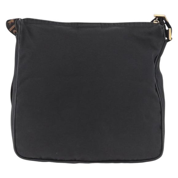 FENDI Shoulder Bag Canvas Black Gold Auth 186111