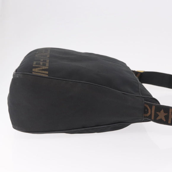 FENDI Shoulder Bag Canvas Black Gold Auth 186111