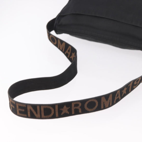 FENDI Shoulder Bag Canvas Black Gold Auth 186111