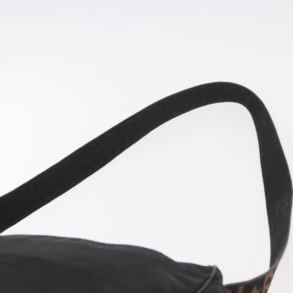 FENDI Shoulder Bag Canvas Black Gold Auth 186111