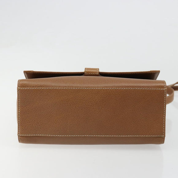 LOEWE Anagram Shoulder Bag Leather 2way Brown Gold Auth 186112
