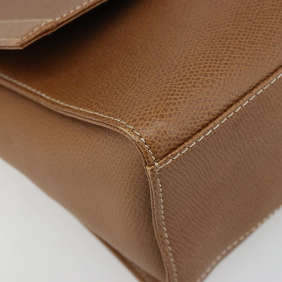 LOEWE Anagram Shoulder Bag Leather 2way Brown Gold Auth 186112