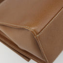 LOEWE Anagram Shoulder Bag Leather 2way Brown Gold Auth 186112-18