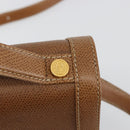 LOEWE Anagram Shoulder Bag Leather 2way Brown Gold Auth 186112-21