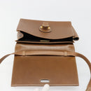 LOEWE Anagram Shoulder Bag Leather 2way Brown Gold Auth 186112-11