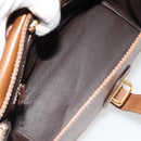 LOEWE Anagram Shoulder Bag Leather 2way Brown Gold Auth 186112-12