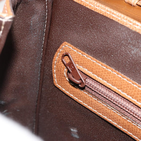 LOEWE Anagram Shoulder Bag Leather 2way Brown Gold Auth 186112