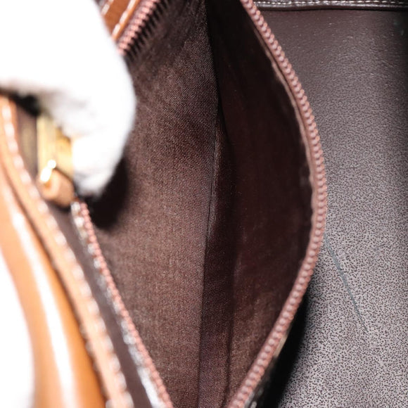 LOEWE Anagram Shoulder Bag Leather 2way Brown Gold Auth 186112
