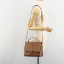 LOEWE Anagram Shoulder Bag Leather 2way Brown Gold Auth 186112-27