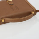 LOEWE Anagram Shoulder Bag Leather 2way Brown Gold Auth 186112-7
