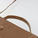 LOEWE Anagram Shoulder Bag Leather 2way Brown Gold Auth 186112-14