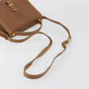 LOEWE Anagram Shoulder Bag Leather 2way Brown Gold Auth 186112-8