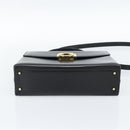 Salvatore Ferragamo Gancini Hand Bag Leather 2way Black Gold Auth 186113V-11