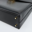 Salvatore Ferragamo Gancini Hand Bag Leather 2way Black Gold Auth 186113V-12