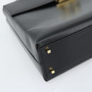 Salvatore Ferragamo Gancini Hand Bag Leather 2way Black Gold Auth 186113V-13