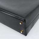 Salvatore Ferragamo Gancini Hand Bag Leather 2way Black Gold Auth 186113V-14