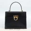 Salvatore Ferragamo Gancini Hand Bag Leather 2way Black Gold Auth 186113V-25