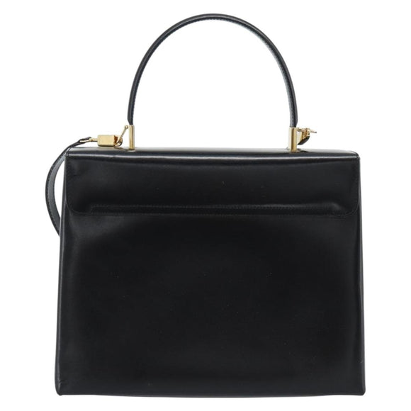 Salvatore Ferragamo Gancini Hand Bag Leather 2way Black Gold Auth 186113V