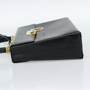 Salvatore Ferragamo Gancini Hand Bag Leather 2way Black Gold Auth 186113V-4