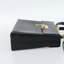 Salvatore Ferragamo Gancini Hand Bag Leather 2way Black Gold Auth 186113V-5