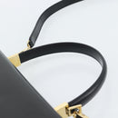 Salvatore Ferragamo Gancini Hand Bag Leather 2way Black Gold Auth 186113V-8