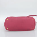 PRADA Hand Bag Vittero Dino Leather 2way Pink Gold Auth 186115A-5