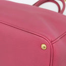 PRADA Hand Bag Vittero Dino Leather 2way Pink Gold Auth 186115A-9