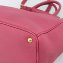 PRADA Hand Bag Vittero Dino Leather 2way Pink Gold Auth 186115A-17