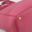 PRADA Hand Bag Vittero Dino Leather 2way Pink Gold Auth 186115A-18