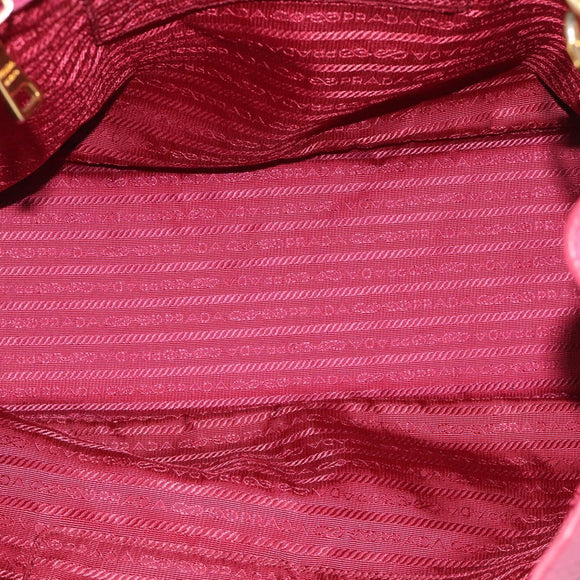 PRADA Hand Bag Vittero Dino Leather 2way Pink Gold Auth 186115A