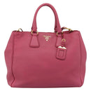 PRADA Hand Bag Vittero Dino Leather 2way Pink Gold Auth 186115A-13