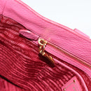PRADA Hand Bag Vittero Dino Leather 2way Pink Gold Auth 186115A-22