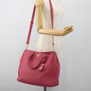 PRADA Hand Bag Vittero Dino Leather 2way Pink Gold Auth 186115A-25