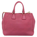 PRADA Hand Bag Vittero Dino Leather 2way Pink Gold Auth 186115A-2