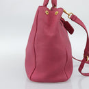 PRADA Hand Bag Vittero Dino Leather 2way Pink Gold Auth 186115A-3