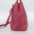 PRADA Hand Bag Vittero Dino Leather 2way Pink Gold Auth 186115A-4