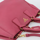 PRADA Hand Bag Vittero Dino Leather 2way Pink Gold Auth 186115A-6