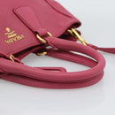 PRADA Hand Bag Vittero Dino Leather 2way Pink Gold Auth 186115A-7