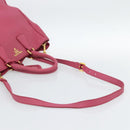 PRADA Hand Bag Vittero Dino Leather 2way Pink Gold Auth 186115A-8