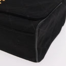 CHANEL Matelasse Shoulder Bag Cotton Black Gold CC Auth 186116V-15