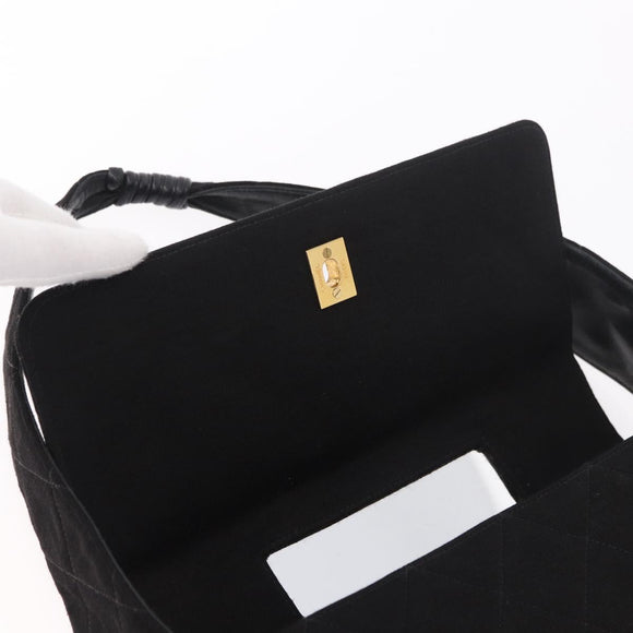 CHANEL Matelasse Shoulder Bag Cotton Black Gold CC Auth 186116V