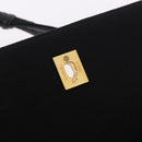 CHANEL Matelasse Shoulder Bag Cotton Black Gold CC Auth 186116V-9