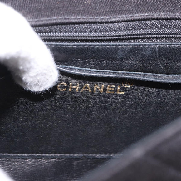CHANEL Matelasse Shoulder Bag Cotton Black Gold CC Auth 186116V