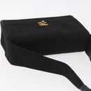 CHANEL Matelasse Shoulder Bag Cotton Black Gold CC Auth 186116V-6