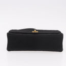 CHANEL Matelasse Shoulder Bag Cotton Black Gold CC Auth 186116V-5