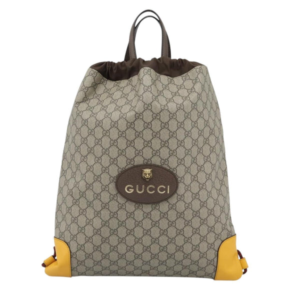 GUCCI GG Supreme Backpack PVC 2way Beige 473872 Auth 186117M