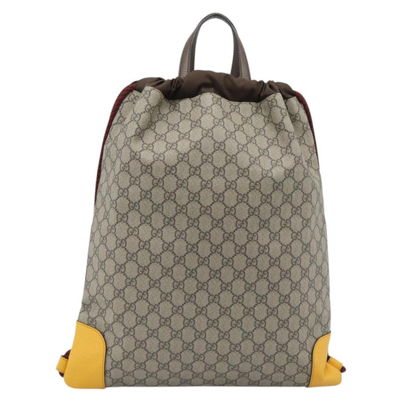 GUCCI GG Supreme Backpack PVC 2way Beige 473872 Auth 186117M