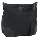 PRADA Shoulder Bag Nylon Black Silver Auth 186118-1
