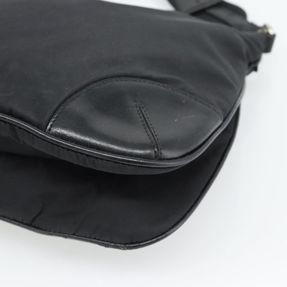 PRADA Shoulder Bag Nylon Black Silver Auth 186118