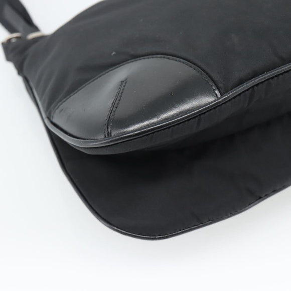 PRADA Shoulder Bag Nylon Black Silver Auth 186118